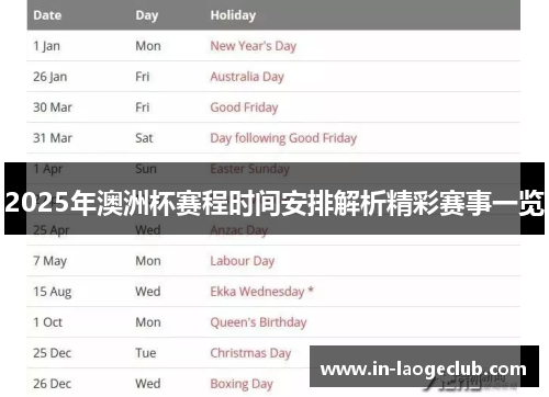 2025年澳洲杯赛程时间安排解析精彩赛事一览 2025年澳洲杯赛程时间安排解析精彩赛事一览